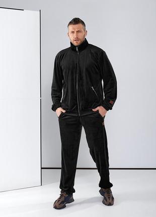 Мужской спортивный костюм из велюра tailer, куртка на молнии, 4 карамана с замком1 фото