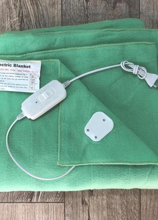 Электропростынь с подогревом  полуторная 120х155см, electric blanket (турция),байка, зеленая