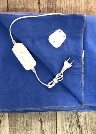 Электропростынь с подогревом полуторная 120х155см, electric blanket (турция),байка, синий2 фото