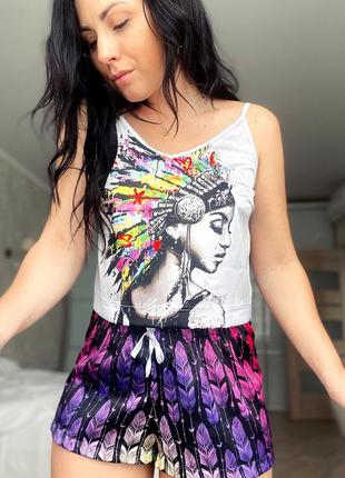 Піжама шовкова з принтом "indian"