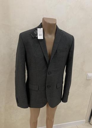 Новый мужской стильный пиджак в сером цвете от бренда new look3 фото