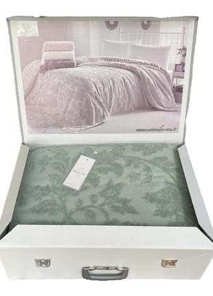 Maхрове покривало maison dor sanda bedspread green бавовна 220-240 см м'ятний