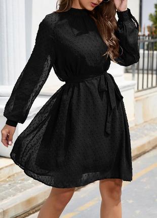 Вишукана чорна сукня shein з прозорими рукавами м