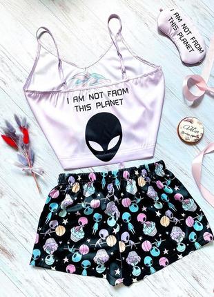 Пижама с принтом "alien"4 фото