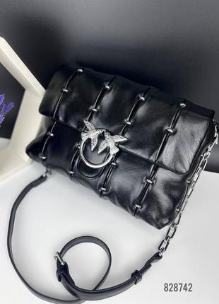 Трендова шкіряна сумочка чорна сумка бренд