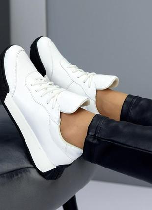 Универсальные белые кожаные мягкие кроссовки натуральная кожа доступная цена 202098 фото