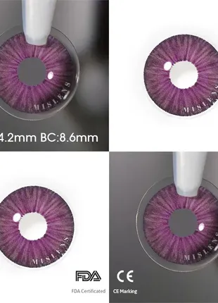 Цветные контактные линзы фиолетовые + контейнер8 фото