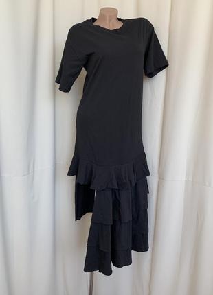 Готичне готичне плаття футболка котон трикотаж з оборками з розпіркою2 фото