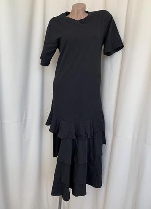Готичное готическое платье футболка коттон трикотаж с оборками с распоркой
