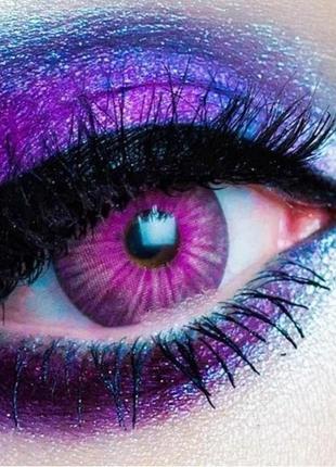 Цветные контактные линзы фиолетовые + контейнер6 фото