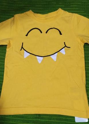 Желтая футболка mothercare смайл. 3-4г,104см.