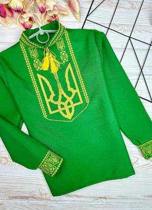 Вышиванка на мальчика "герб зеленый" рубашки герб вышиванки супер качество красиво смотрится и носится2 фото
