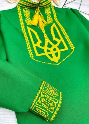 Вышиванка на мальчика "герб зеленый" рубашки герб вышиванки супер качество красиво смотрится и носится3 фото