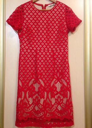 Нарядное/вечернее/коктейльное  красное кружевное платье dex5 фото