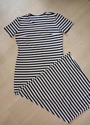 Платье в пол, трикотажное, полосатое, 44-46