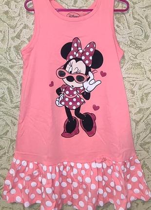 Оранжевое платье в горох с минни микки маус