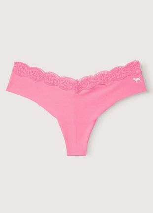 Трусики розовые бесшовные стринги оригинал victoria’s secret pink