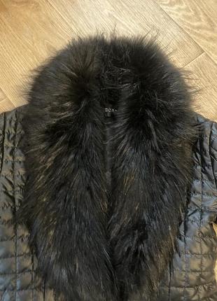 Куртка зимняя, кожаная, стеганая, с мехом, удлиненная6 фото