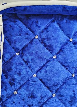 Зимовий теплий конверт у коляску та на виписку зі з'ємним клапаном - оксамит мармуровий синій з хутром-74х45см10 фото