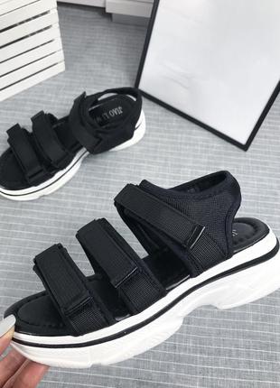 Спортивные женские босоножки  сандали цвет-чёрный  материал - обувной текстиль3 фото