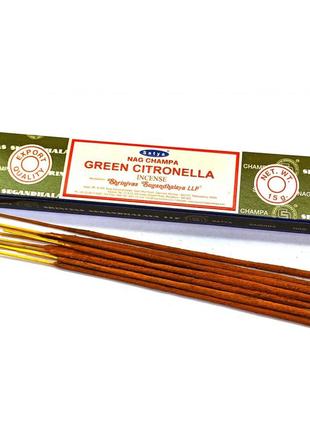 Благовоние green citronella (зеленая цитронела) (15 гр.) (satya) (смотрите описание) аромапалочки