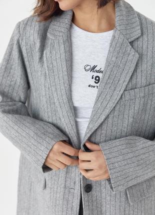 Женский пиджак в полоску, светло-серый2 фото