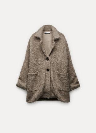 Коротке трикотажне пальто zara з альпакою5 фото