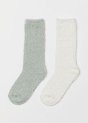 Набір пухнастих велюрових теплих носків 2 пари h&m шкарпетки