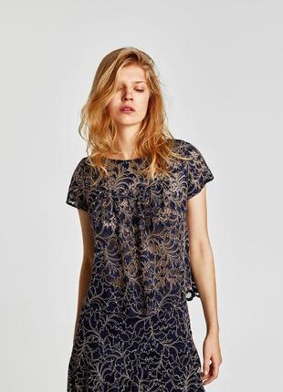 Шикарний темно-синій кружевний топ, одна ніжність, новий , розмір s