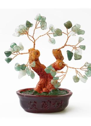 Дерево щастя з камінням зелений авантюрин №1