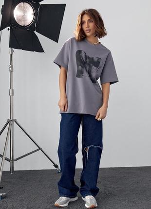 Женская футболка свободного кроя с принтом корсет3 фото