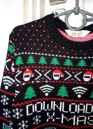 Теплый новогодний рождественский свитер свитшот кофта с приставкой h&amp;m для...