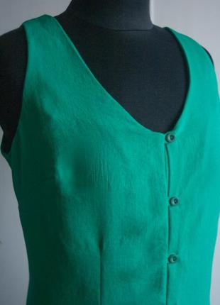 Очень красивое зеленое платье-сарафан миди, свободного кроя, на пуговках3 фото