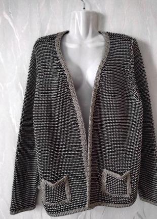 Очень красивый и нарядный вязаный пиджачок-накидка с люрексной нитью, туреченица