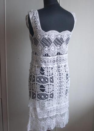 Невероятное белое, кружевное, прозрачное, вязаное платье мини, из испании5 фото