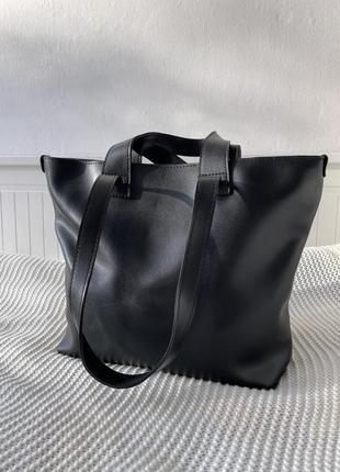 Місткий шоппер на кожен день, сумка жіноча, сумка через плече, чорна, бежева, повсякденна3 фото
