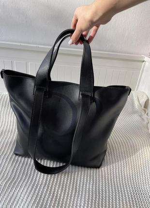 Місткий шоппер на кожен день, сумка жіноча, сумка через плече, чорна, бежева, повсякденна5 фото