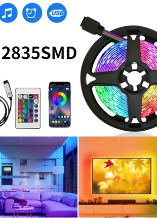 Світлодіодна led стрічка rgb з пультом та usb підключенням. 3м