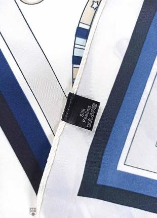 Стильный дизайнерский шелковый платок плотный синий качественный новый8 фото