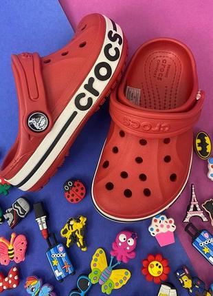 Детские кроксы сабо crocs bayaband kids pepper красные c8-j3