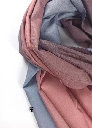 Палантин теплый cashmere градиент двухсторонний серый розовый новый3 фото