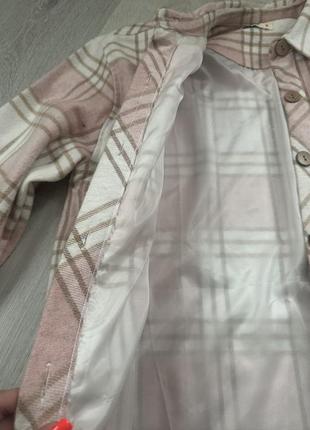 Рубашка теплая в клетку розовая8 фото