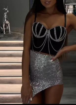 Корсетный топ камни стразы