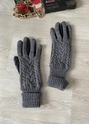 Теплые перчатки с кожей7 фото
