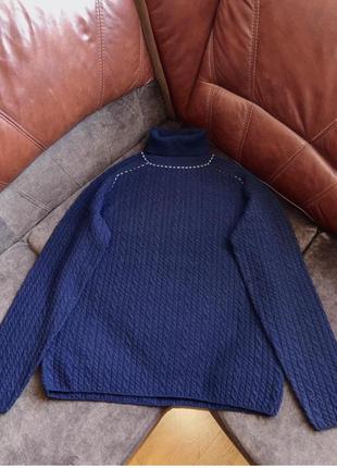 Вовняний гольф светр синій2 фото