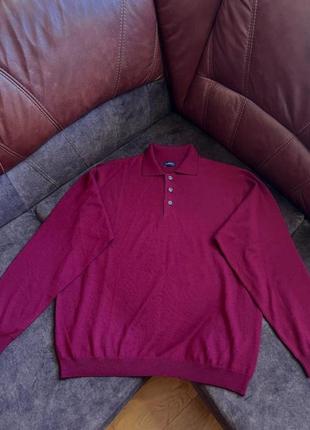 Вовняний светр поло джемпер gilberto  оригінальний бордовий3 фото