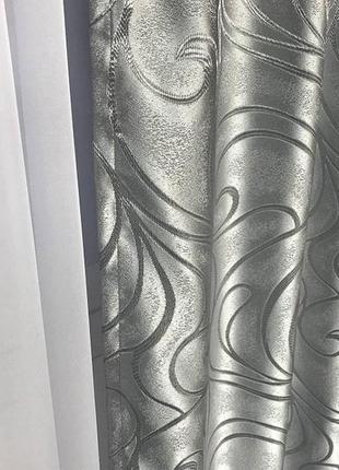 Турецкий комплект жаккардовых штор с ламбрекеном 150х270 см ( 2шт ) с подхватами  цвет - серый7 фото