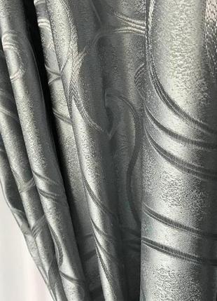 Турецкий комплект жаккардовых штор с ламбрекеном 150х270 см ( 2шт ) с подхватами  цвет - серый4 фото