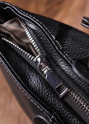 Вместительная женская сумка из натуральной кожи 22082 vintage черная8 фото