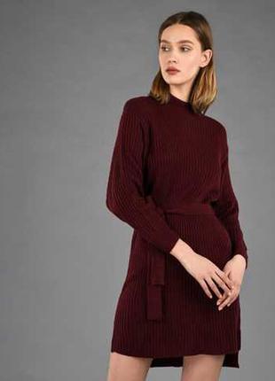 Вязаное платье h&m рубчик с поясом m-l